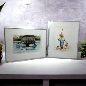 Original Watercolours Jim M O'Haire Matted & Framed Canadian Artist Water Lake